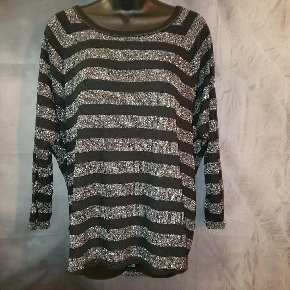 Silver & black striped top by American Eagle
